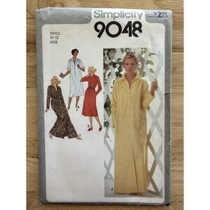 VTG Simplicity Pattern 9048 Misses' Front Zipper Robe w Collar In 2-Lengths UC